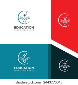 Creative Minimal education, Collage, Learning, Reading, University logo design template.
