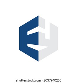 Diseño de hexágono del logotipo del logotipo de la capital de EY mínimo creativo