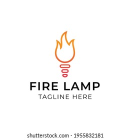Plantilla de diseño de logotipos para lámparas de fuego mínimas