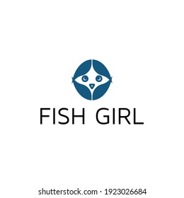 Creative minimal Fish Girl Logo Template.