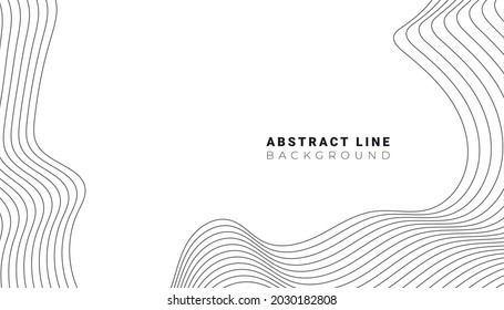 Creative minimal flowing line particles abstract wave background on white background with empty space for text