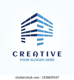 Creative minimal FP letter building logo