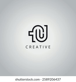 Creative Minimal FU UF Letter Business Logo Design Vector Icon Symbol.