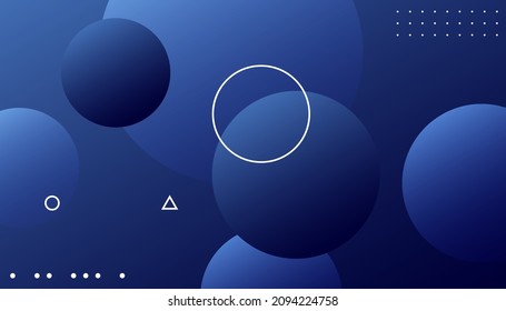 Forma de curva geométrica mínima creativa con fondo azul. Composición de formas simple. Vector Eps10