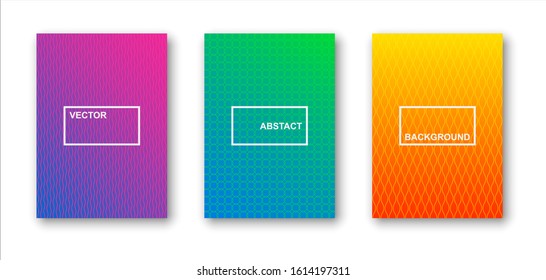 Creative minimal geometric vector illustration, backgrounds set for business brochure cover, list, page, book, card, banner, sheet, a4, annual album, art template design.
