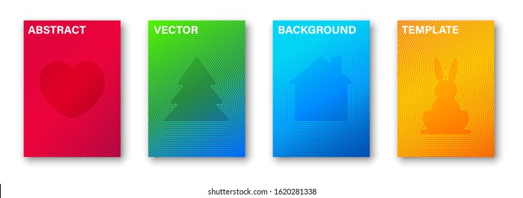 Creative minimal geometric vector illustration, backgrounds set for business brochure cover, list, page, book, card, banner, sheet, a4, annual album, art template design.