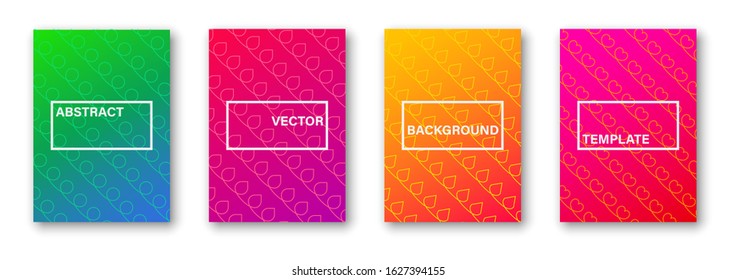 Creative minimal geometric vector illustration, backgrounds set for business brochure cover, list, page, book, card, banner, sheet, a4, annual album, art template design.