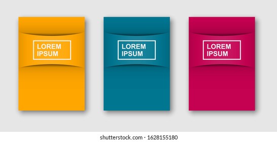 Creative minimal geometric vector illustration, backgrounds set for business brochure cover, list, page, book, card, banner, sheet, a4, annual album, art template design.