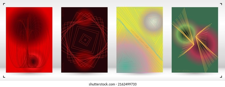 Kreatives minimales geometrisches Vektordesign mit Linien und Farbkreisen. Set abstrakter Hintergründe für Umschläge, Flyer, Vorlagen, Broschüren, Karten, Broschüren, Branding usw.