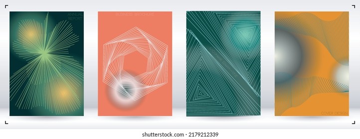 Creative Minimal Geometric Vector Poster Design with Lines and Gradient Colorful Circles. Set of Abstract Backgrounds for Covers, Flyers, Templates, Booklets, Cards, Brochures, Branding, etc.