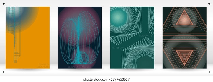 Creative Minimal Geometric Vector Poster Design with Lines and Gradient Colorful Circles. Collection of Abstract Backgrounds for Covers, Flyers, Templates, Booklets, Cards, Brochures, Branding, etc.