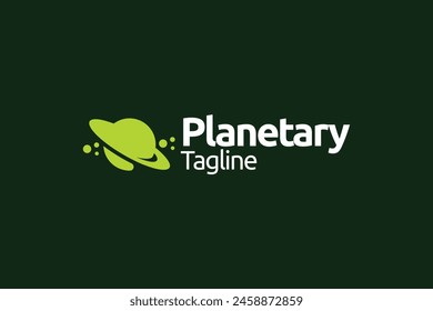 Creative minimal green planet saturn logo