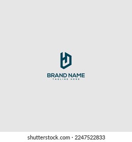 Creative minimal HD DH letter business logo with black and white color initial based Monogram icon.