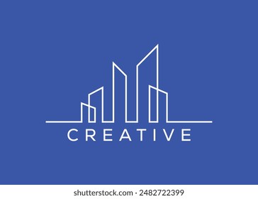 Creative and minimal home real estate logo template. Blue House logo