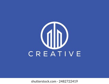 Creative and minimal home real estate logo template. Blue House logo