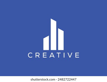 Creative and minimal home real estate logo template. Blue House logo