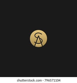 Creative and Minimal initial based SA logo  in black and golden color