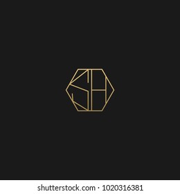 Creative and Minimal Initial based SH logo in black and golden color