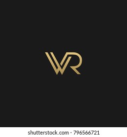 Creative and Minimal initial based WR logo  in black and golden color