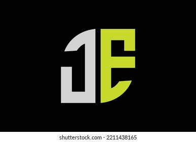 creative minimal JE logo icon design in vector format with black background