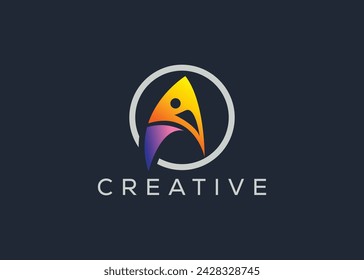 Creative and minimal letter A fish logo vector template. Abstract modern fish logo