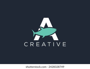 Plantilla de vector de logotipo de pez creativa y minimalista. Logotipo moderno abstracto del pez
