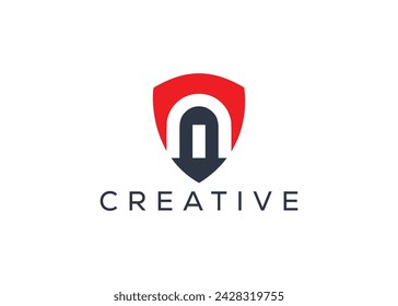 Plantilla creativa y minimalista del vector del logotipo de la letra M Shield. Logo de M Guard