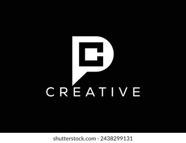 Creative and minimal letter P C logo vector template