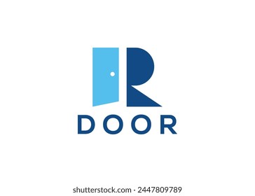 Creative and minimal letter R door logo vector template