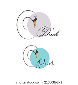 Creative Minimal line art duck logo