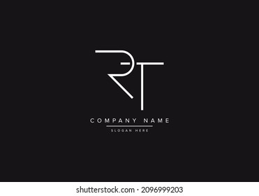 Creative minimal line art icon logo, RT monogram logo