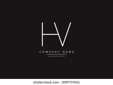 Creative minimal line art icon logo, HV monogram logo