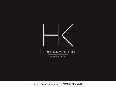 Creative minimal line art icon logo, HK monogram logo