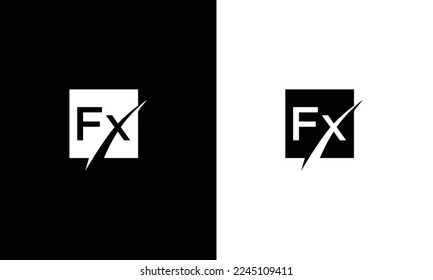 Creative minimal line art icon logo, FX monogram logo