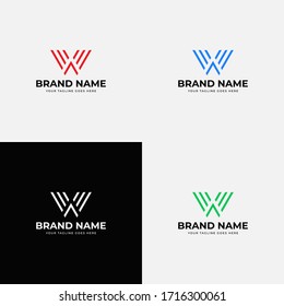 Creative minimal line art initial w letter logo design vector template. Professional letter w icon design for business or corporate identity with color variation.