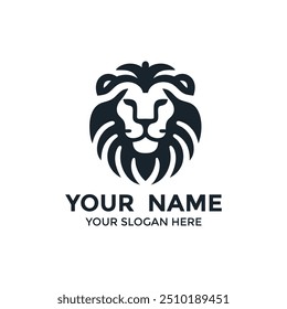 creative minimal lion animal head logo design vector