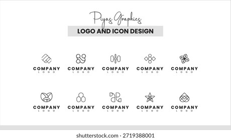 Conjunto de coleta de marca do ícone de logotipo criativo mínimo