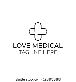Creative minimal love medical Logo design template