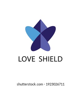 Creative minimal Love Shield Logo Template.