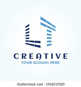 Creative minimal LT logo. Building  symbol
