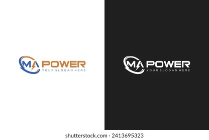 Creative Minimal MA Logo Design | Letter AM Logo with Lightning Icon | Electric MA Logo Design