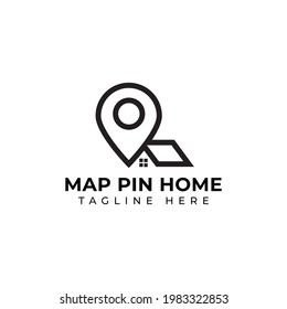 Creative minimal map-pin home Logo design template