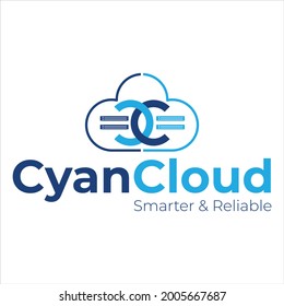 Creative minimal modern cyan cloud c logo design template