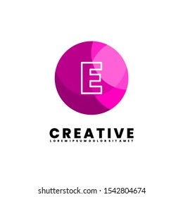 creative minimal modern pink circle E logo letter feminine design concept isolated on white background