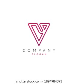 Creativo, mínimo y moderno logotipo de la letra V Icono elemento vector Forma.