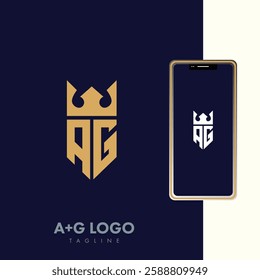 Creative minimal monochrome monogram letter AG and AG line logo design symbol. Graphic alphabet symbol for corporate identity