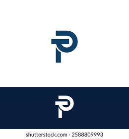 Creative minimal monochrome monogram letter TP and PT line logo design symbol. Graphic alphabet symbol for corporate identity
