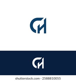 Creative minimal monochrome monogram letter CH and HC line logo design symbol. Graphic alphabet symbol for corporate identity