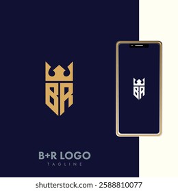 Creative minimal monochrome monogram letter BR and RB line logo design symbol. Graphic alphabet symbol for corporate identity