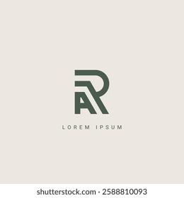 Creative minimal monochrome monogram letter AR and RA line logo design symbol. Graphic alphabet symbol for corporate identity